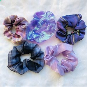 5 scrunchies purple galaxy theme